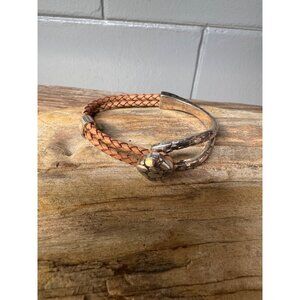 Brighton Braided Leather & Silver Snake Motif Bracelet